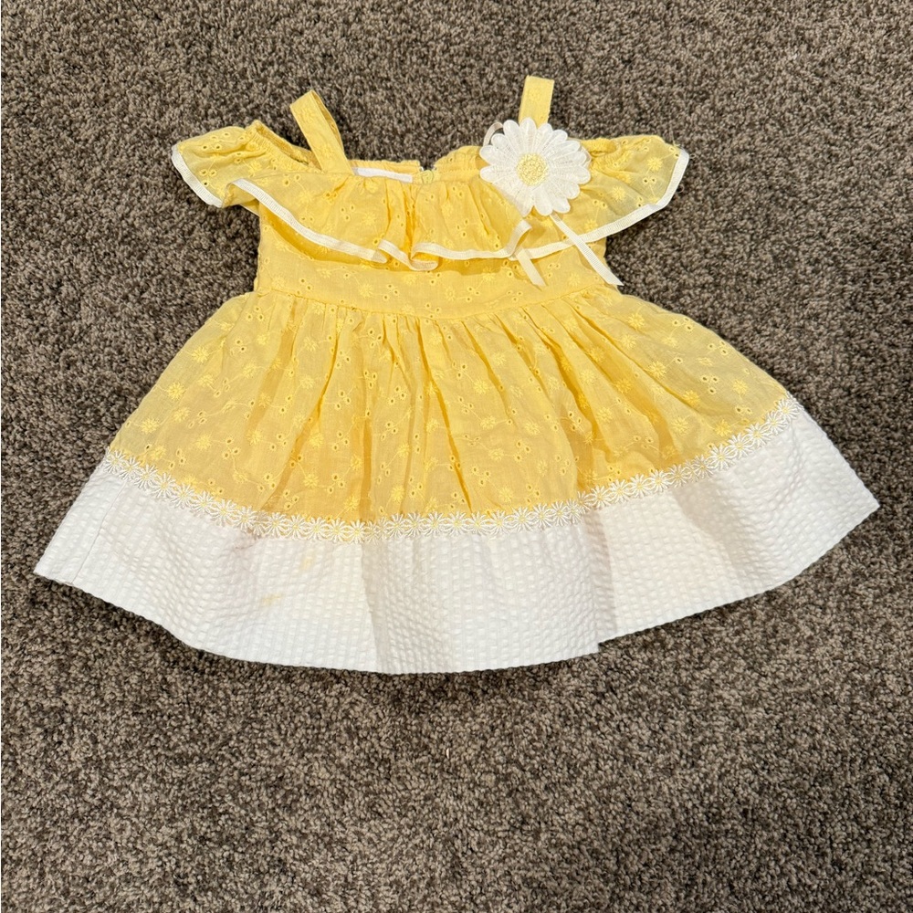 Bonnie Baby Yellow Dress with Floral Accent
